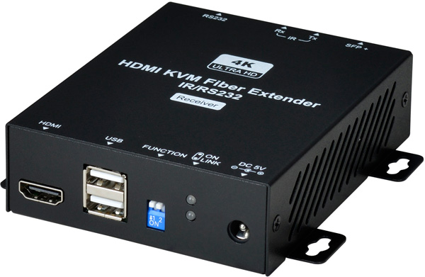 מאריך טווח HDMI על סיבים אופטיים/אופטי -  HE01FR-4K6G - מקלט, חזית