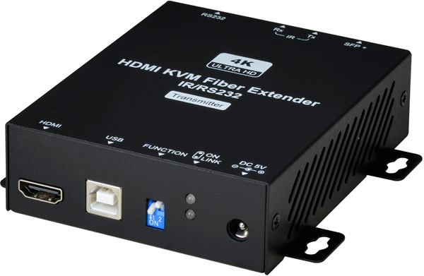 מאריך טווח HDMI/usb על סיבים אופטיים/אופטי - אקסטנדר HE01FT-4K6G - משדר, חזית